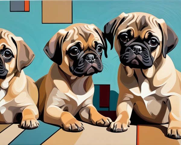 Adorable pug puppies with unique expressions and charm