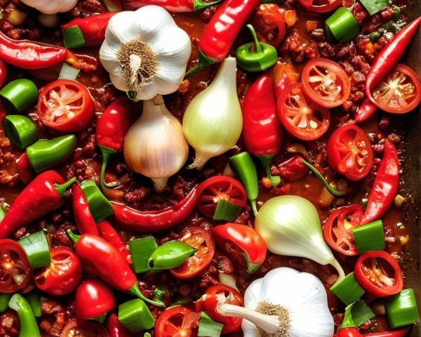 Colorful Display of Fresh Ingredients for Cooking