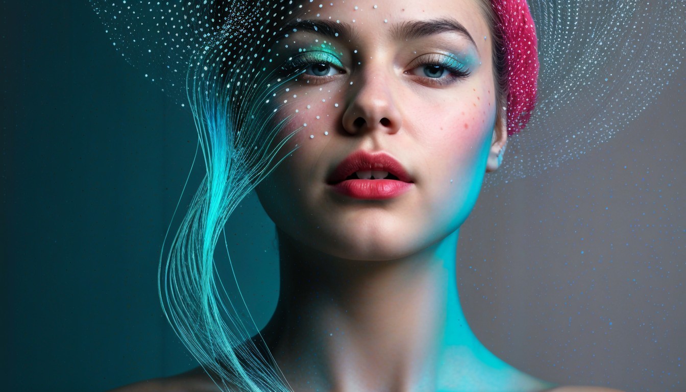 Close-up Portrait of a Woman with Artistic Makeup