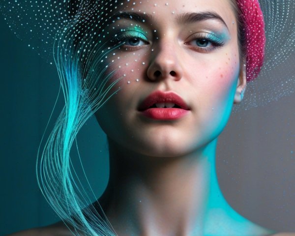 Close-up Portrait of a Woman with Artistic Makeup