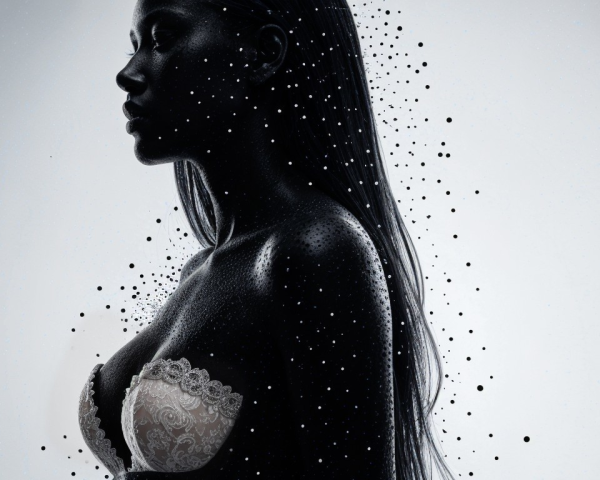Silhouette of a Woman in Profile with Elegant Bra