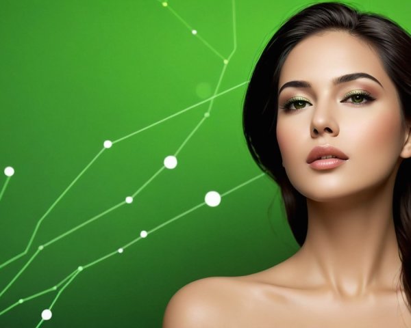 Portrait of a Woman with Green Background and Makeup