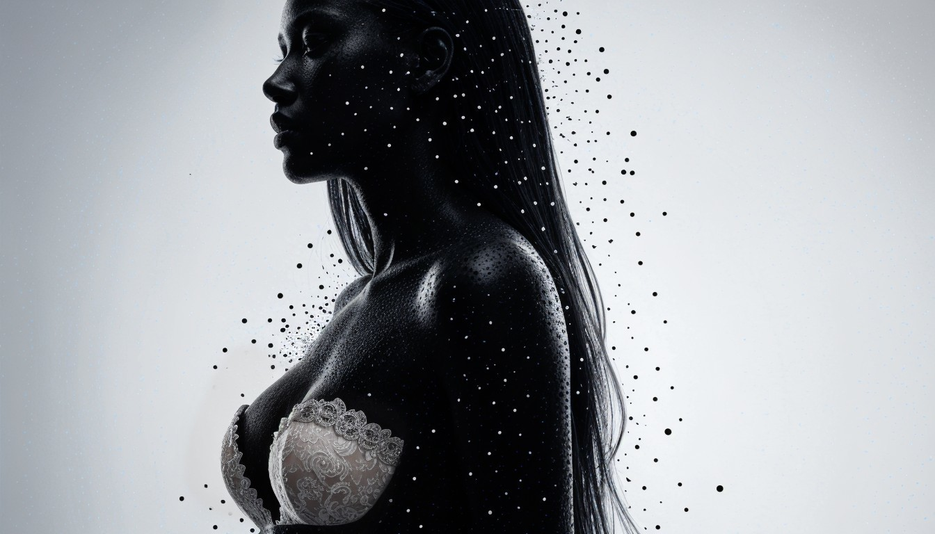 Silhouette of a Woman in Profile with Elegant Bra