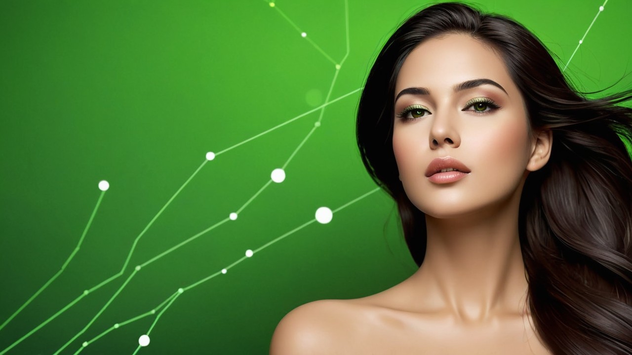 Portrait of a Woman with Green Background and Makeup