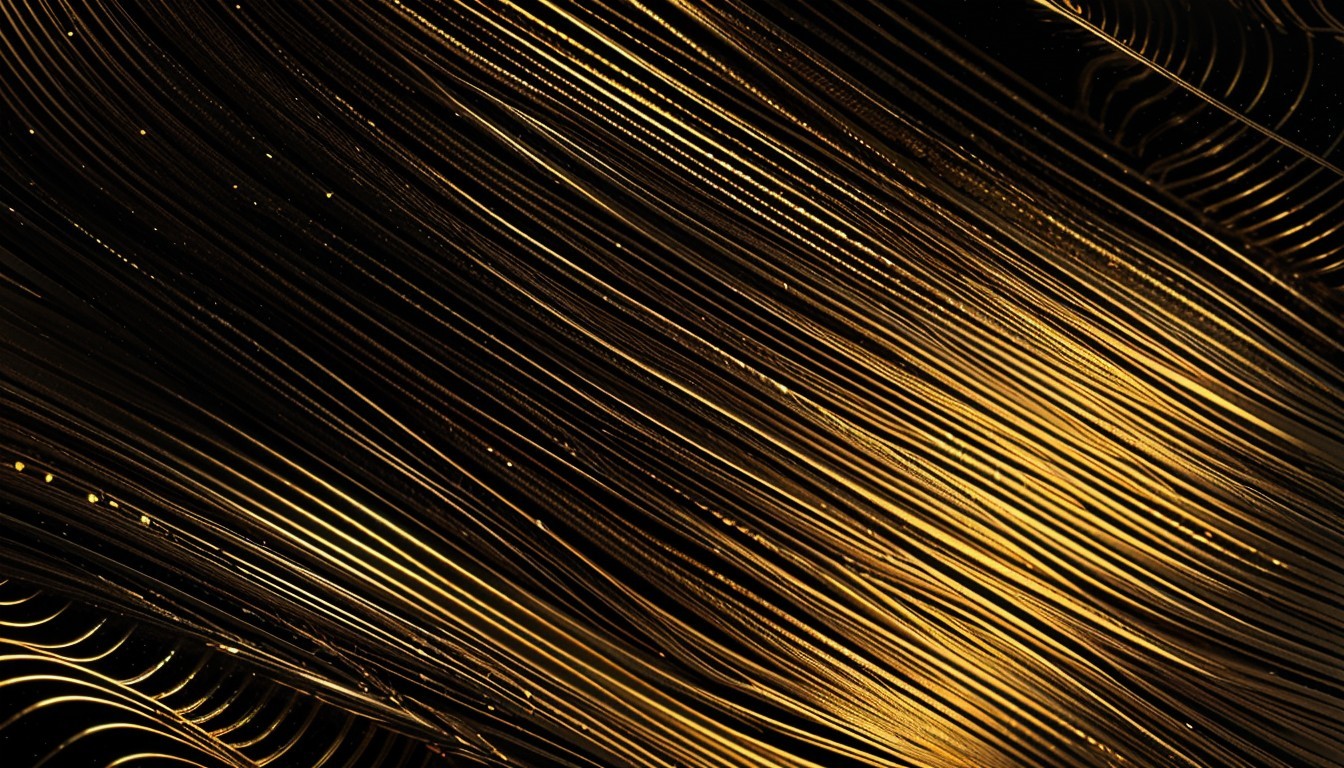 Abstract Design with Golden Lines on Dark Background