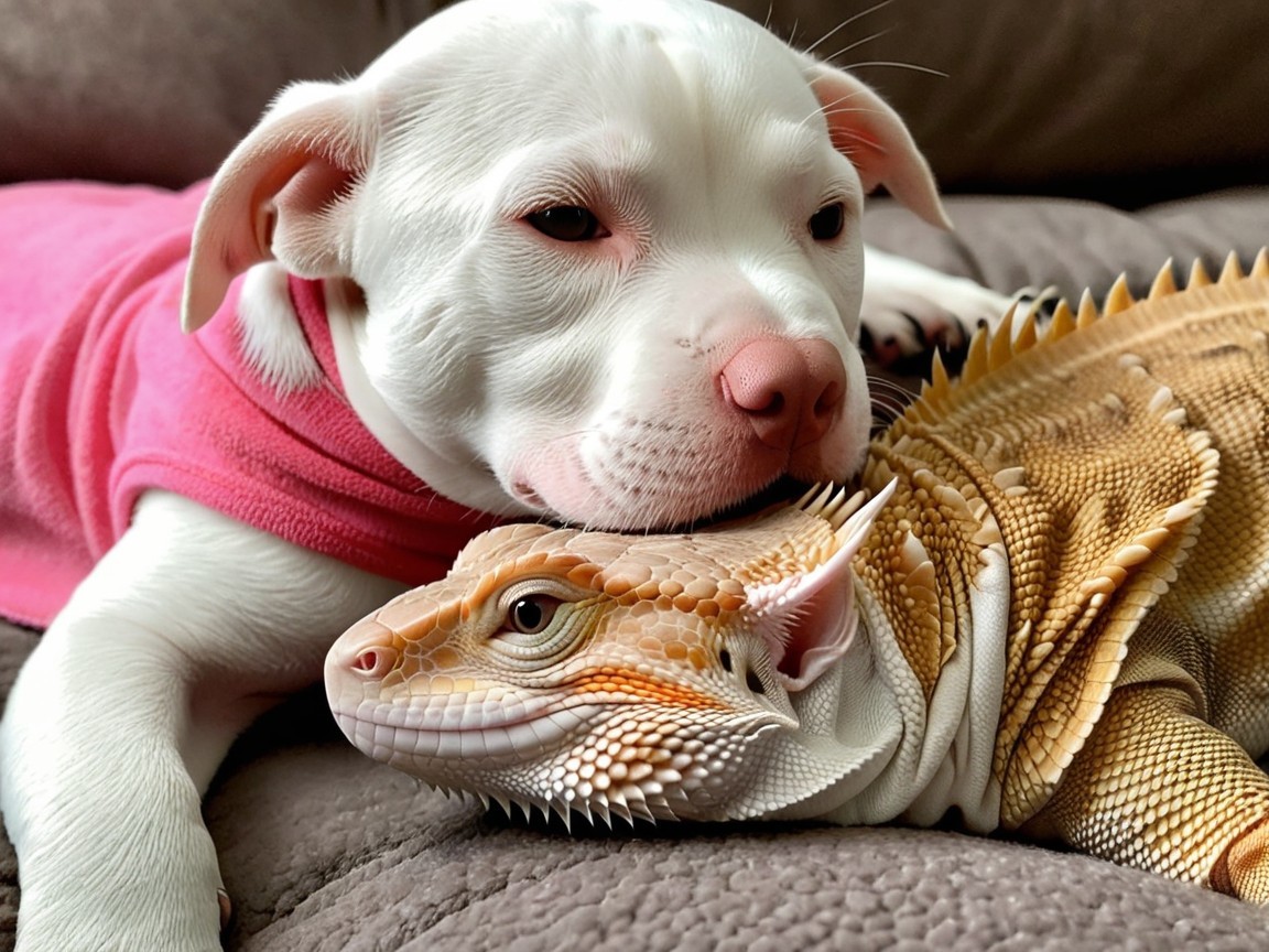 Puppy and Bearded Dragon Share Heartwarming Moment