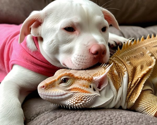 Puppy and Bearded Dragon Share Heartwarming Moment