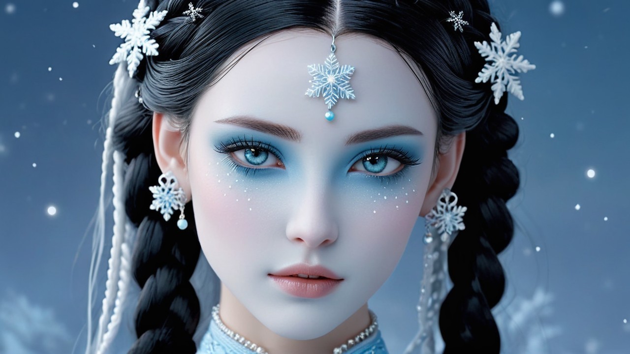 Portrait of a Young Woman in Winter Theme