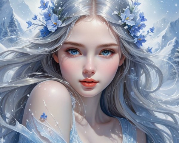 Portrait of a young woman in a winter landscape