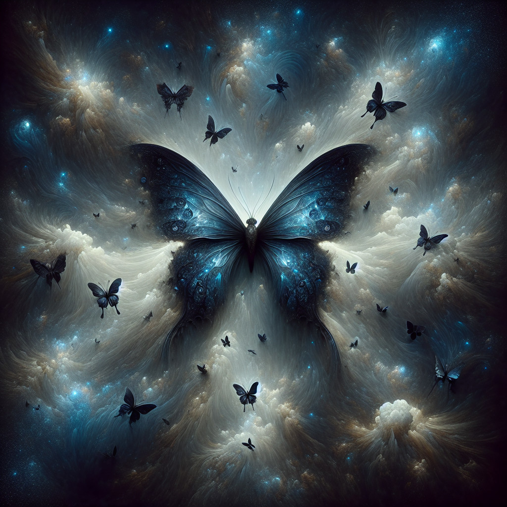 Intricate Butterfly Surrounded by Cosmic Background