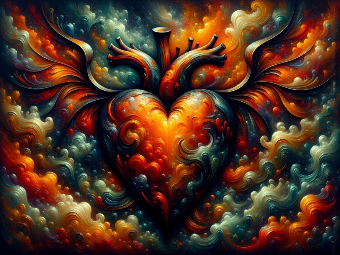 Vibrant Heart Design with Swirling Organic Elements