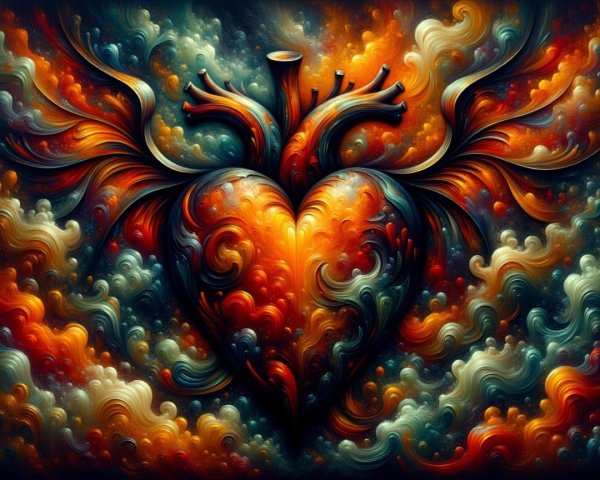 Vibrant Heart Design with Swirling Organic Elements