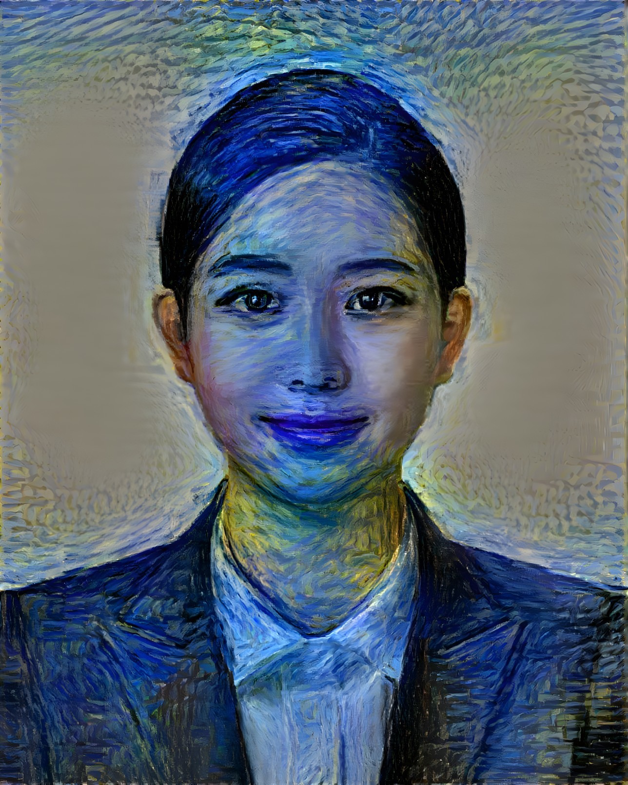 Stylized Portrait of a Woman in Impressionistic Style