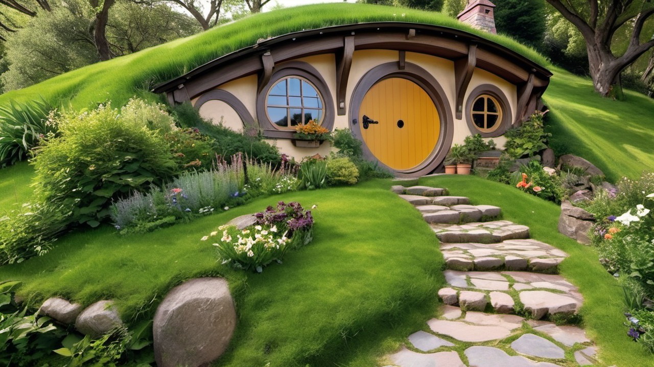 Charming Round Hobbit House in Lush Green Hillside