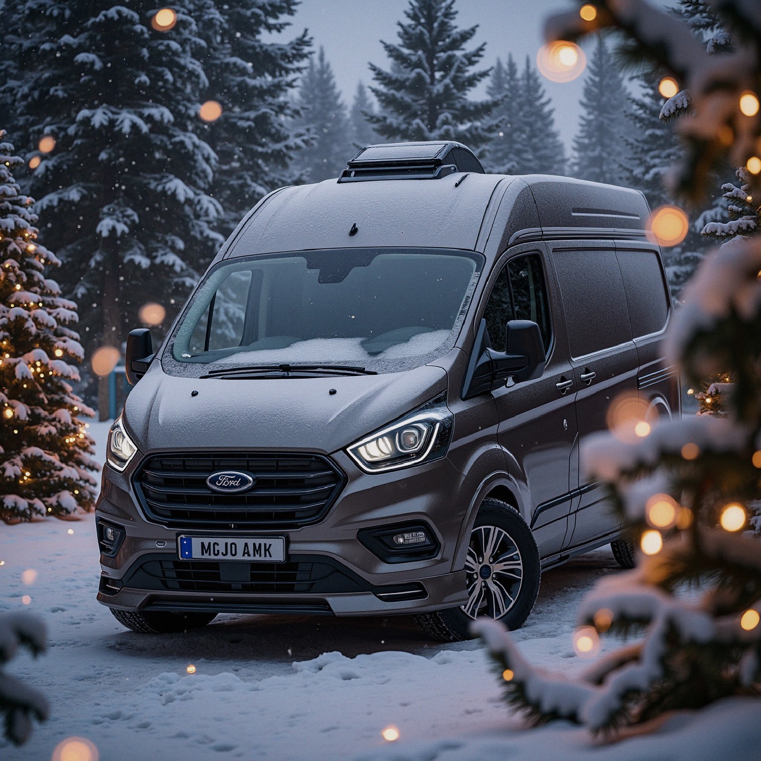 Ford Transit Custom Van in a Snowy Landscape