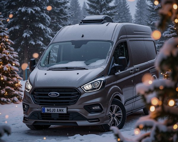 Ford Transit Custom Van in a Snowy Landscape