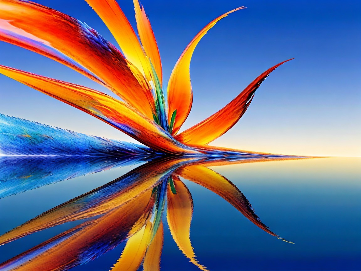 Vibrant Abstract Floral Formation Over Calm Water