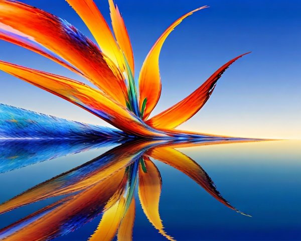 Vibrant Abstract Floral Formation Over Calm Water