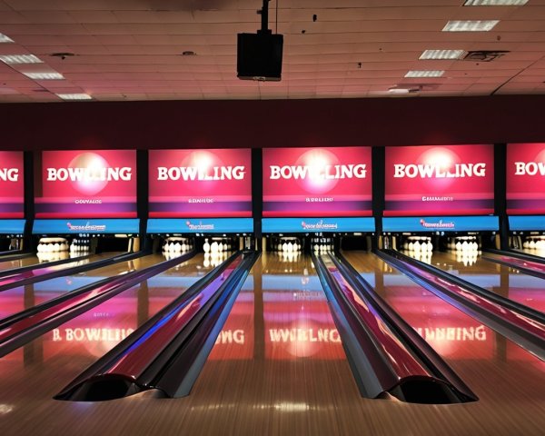 Bowling Alley with Polished Lanes and Vibrant Lighting