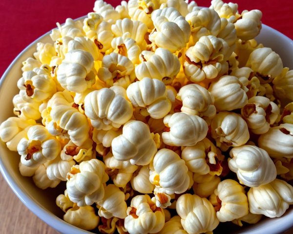 Overflowing Bowl of Freshly Popped Yellow Popcorn