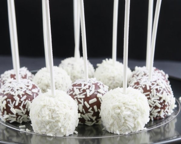 Colorful Cake Pops with Chocolate and White Sprinkles