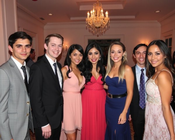 Group of Young Adults in Formal Attire at Event