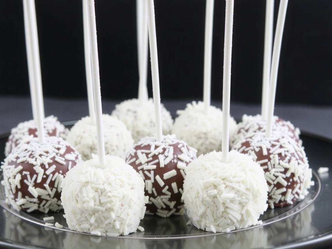 Colorful Cake Pops with Chocolate and White Sprinkles