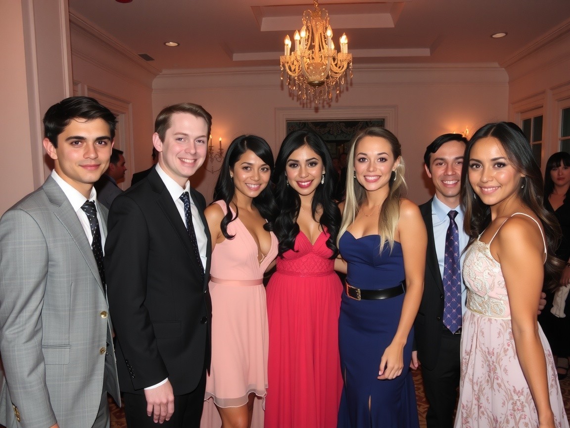 Group of Young Adults in Formal Attire at Event