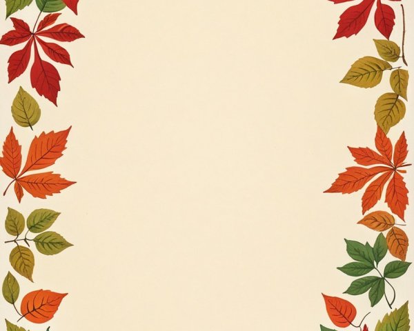 Autumn Leaves Decorative Border in Vibrant Colors