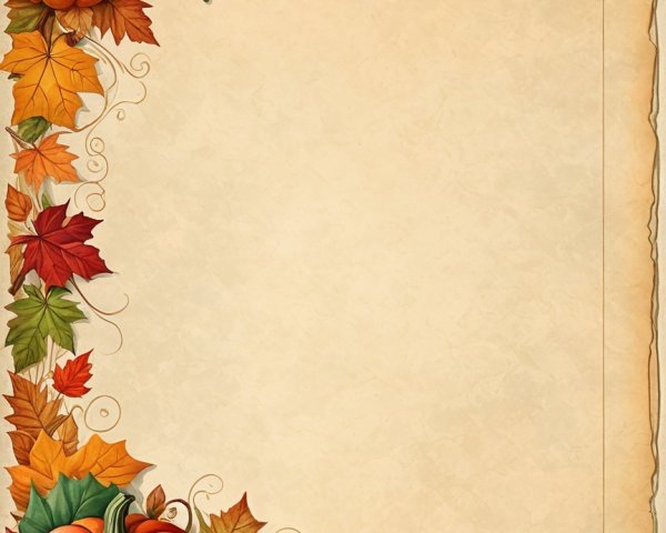 Autumn Background with Pumpkins and Colorful Leaves