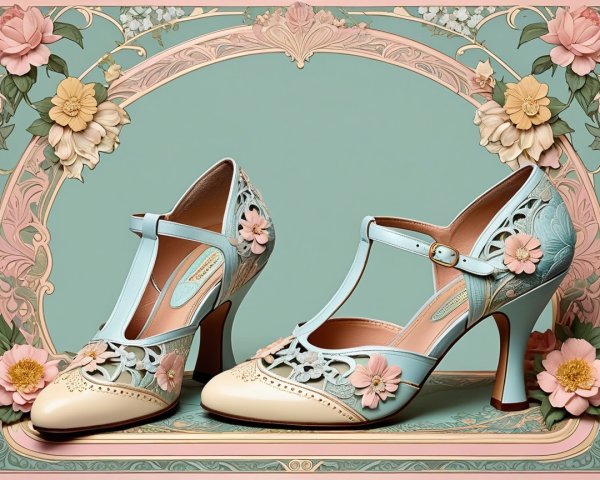 Elegant High-Heeled Shoes with Floral Patterns