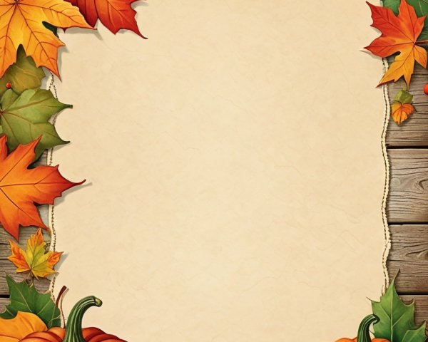 Autumn-Themed Border with Leaves and Pumpkins