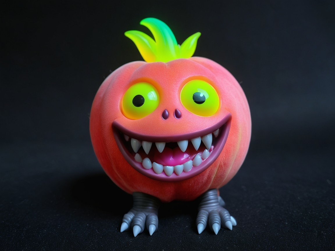 Cartoon Pumpkin Character with Playful Expression