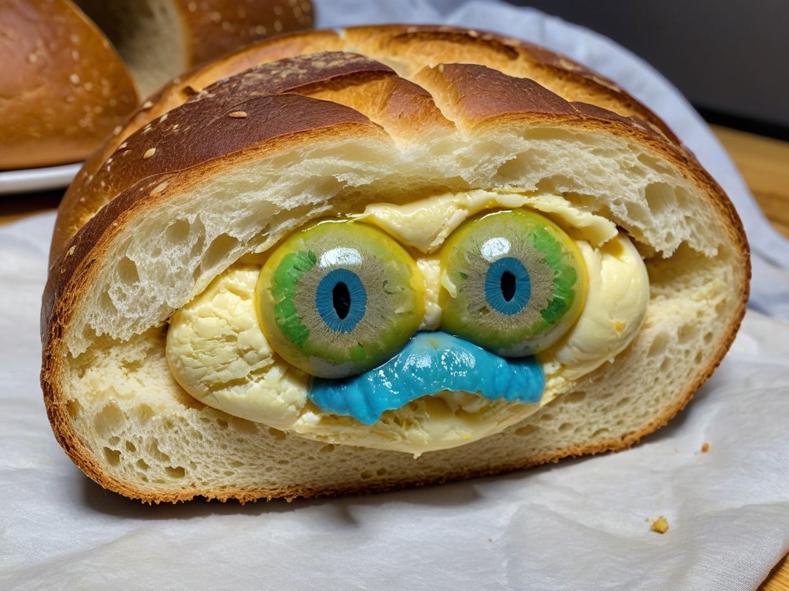 Brioche Loaf with Frosting and Realistic Eyeballs