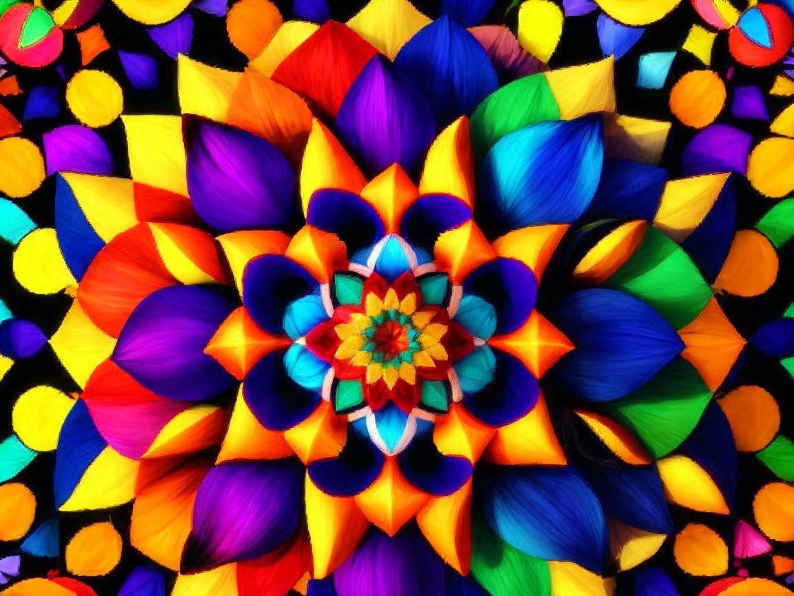 Vibrant Mandala Design with Floral Motif and Colors