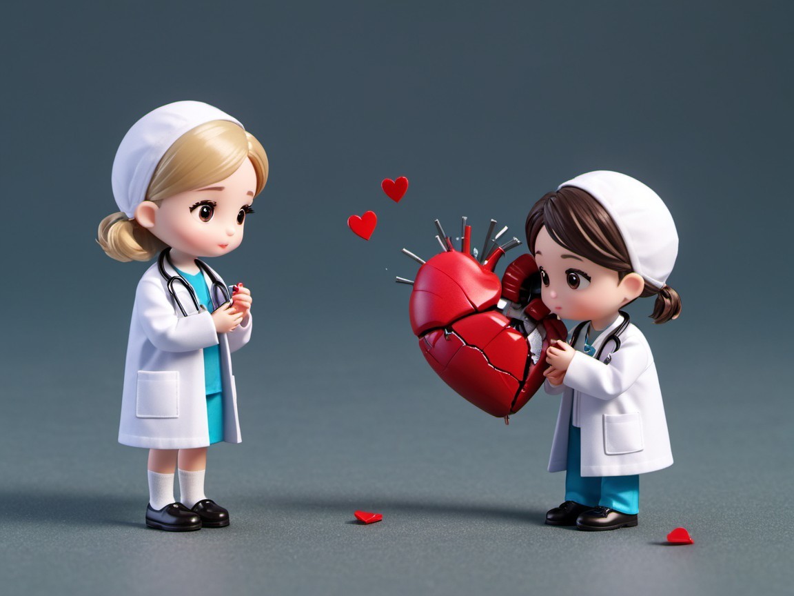 Chibi Doctor Figurines on Dark Gray Surface and Background