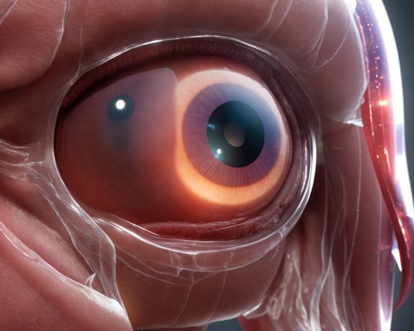 Closeup of a human eyeball with detailed anatomy