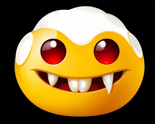 Close-Up of a Scary Yellow Pumpkin with Red Eyes