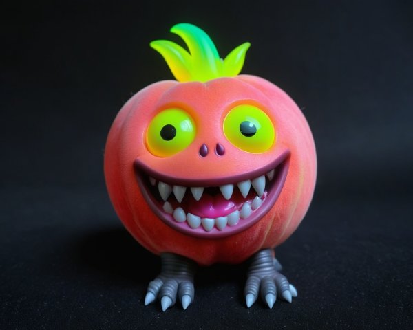 Cartoon Pumpkin Character with Playful Expression