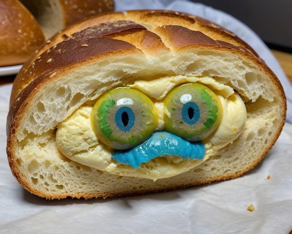 Brioche Loaf with Frosting and Realistic Eyeballs
