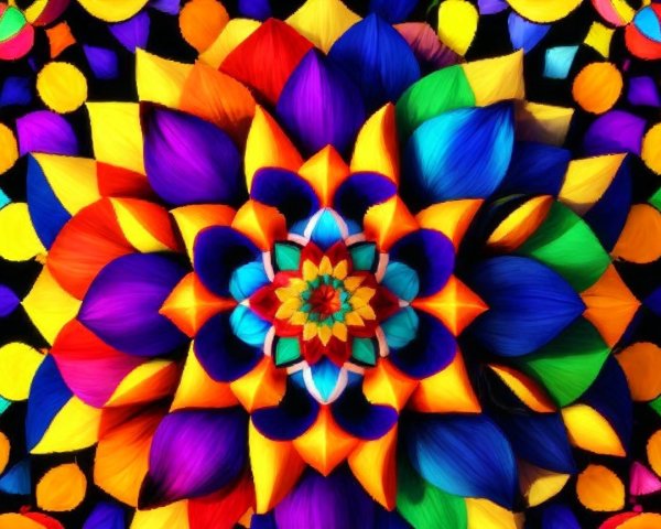 Vibrant Mandala Design with Floral Motif and Colors