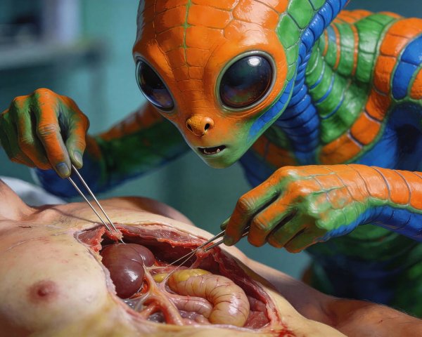 Alien Dissection of Human Body in Hospital Setting