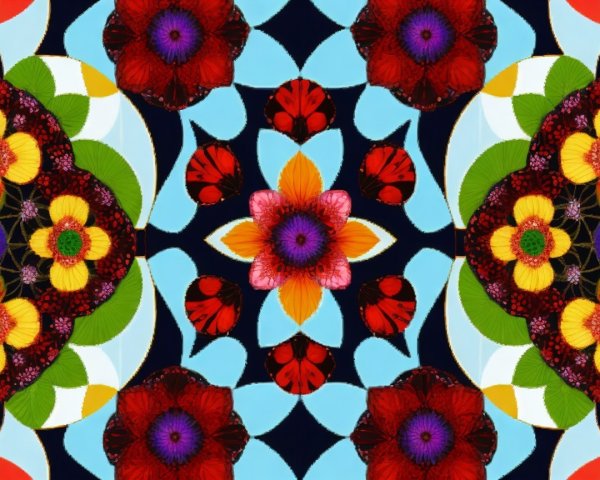 Ornate 2D Floral Mandala Pattern in Vibrant Colors