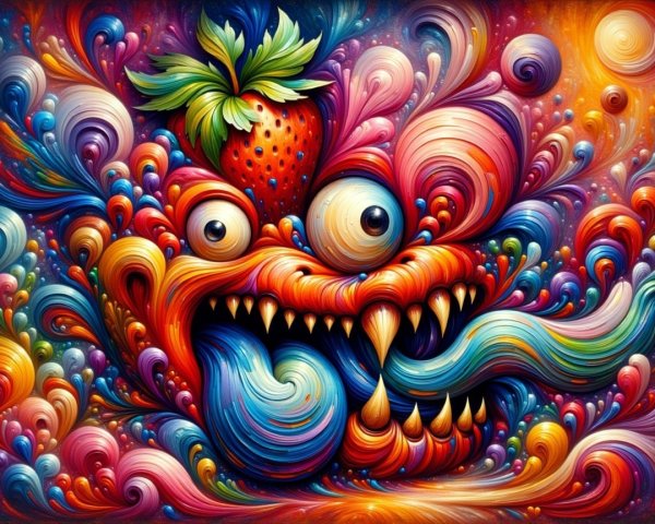 Vibrant Abstract Creature with Whimsical Features