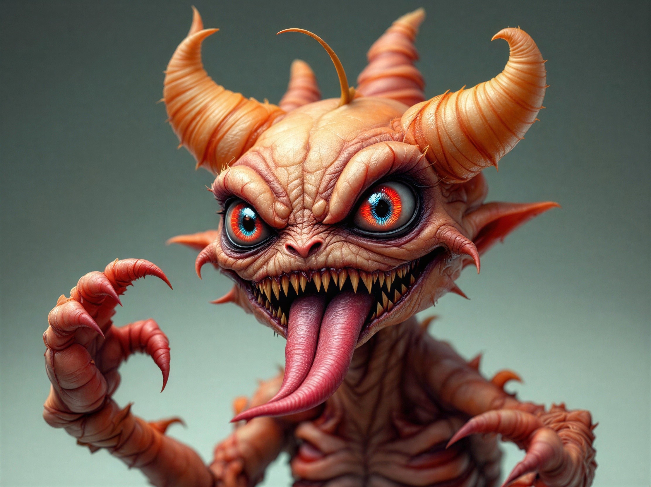 Close-Up of a Fiendish Creature with Textured Skin