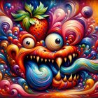 Surreal Mural of Whimsical Creature with Bright Colors