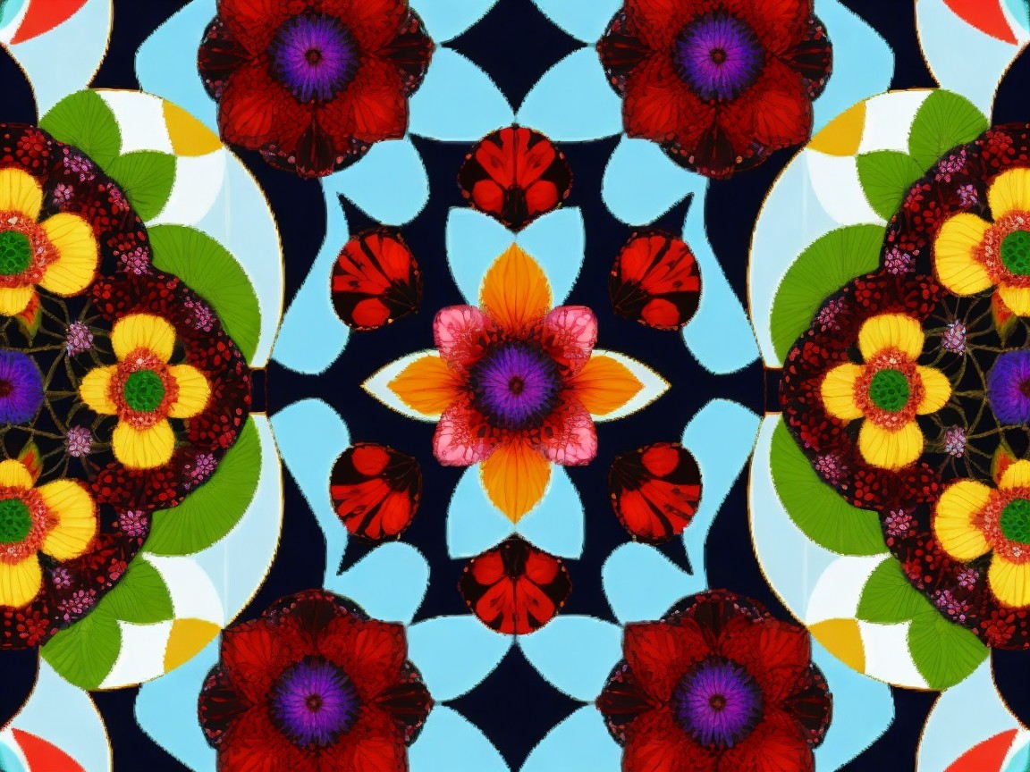 Ornate 2D Floral Mandala Pattern in Vibrant Colors