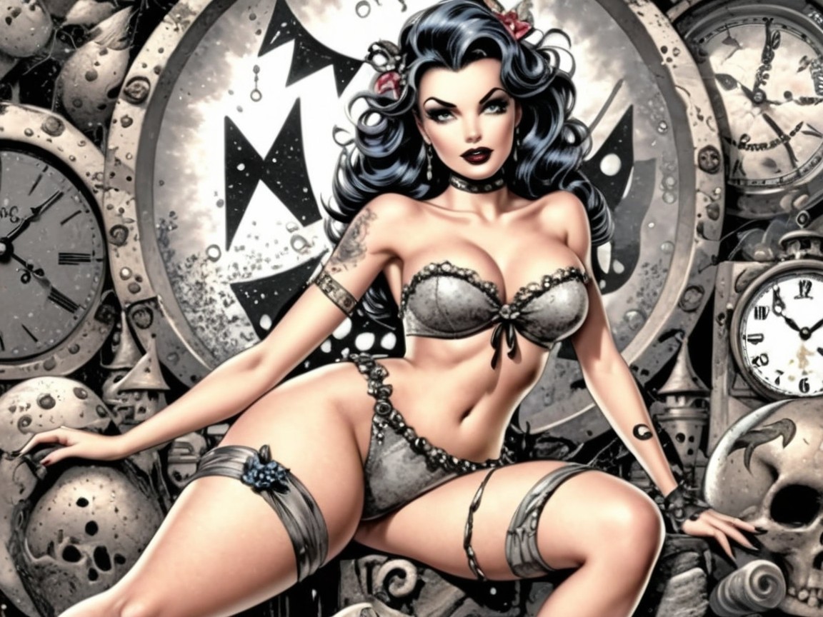 Pin-Up Style Character in Steampunk Setting