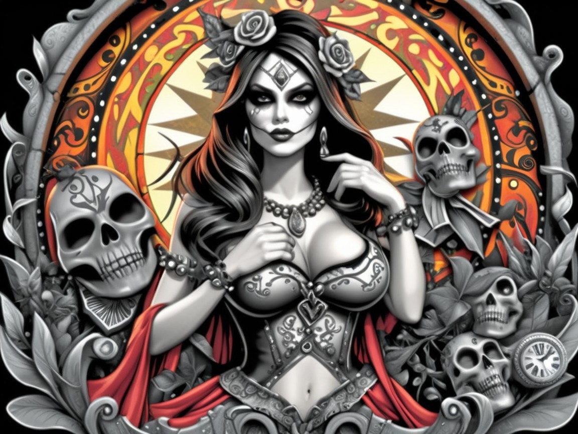 Striking Woman in Elaborate Day of the Dead Attire