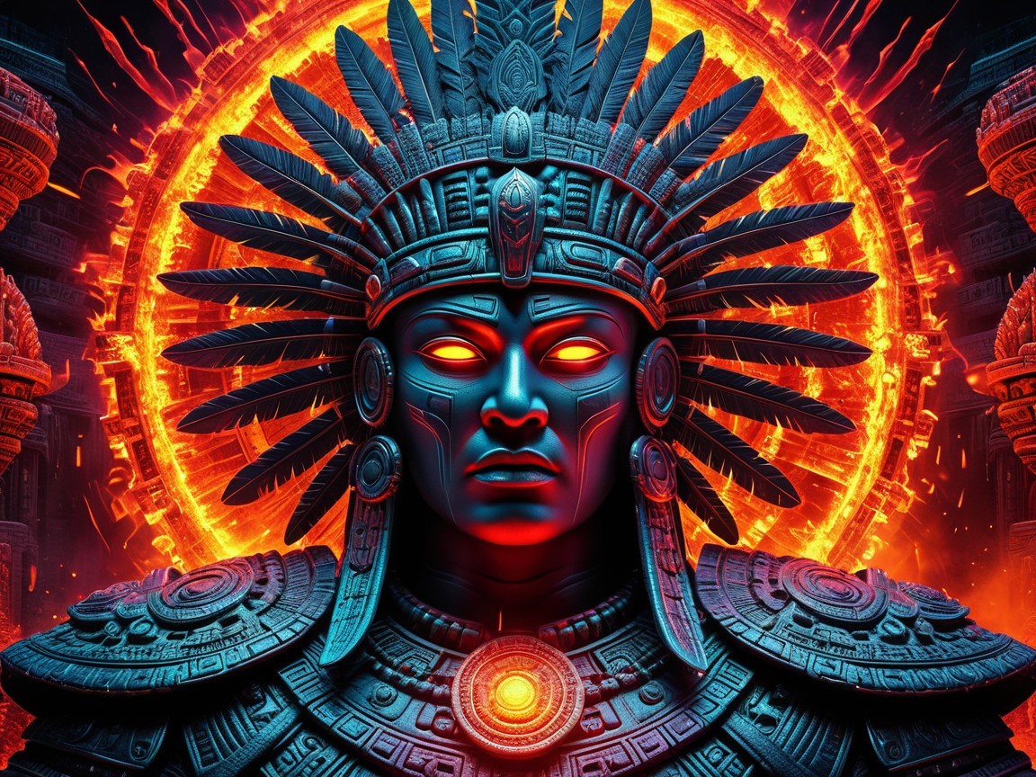 Mythical Figure in Mesoamerican-Inspired Armor